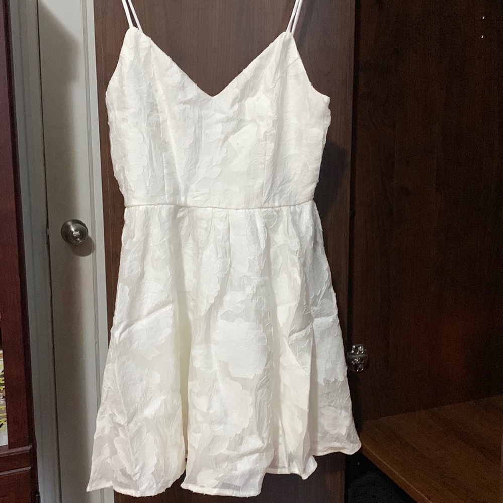 Windsor Love Letters Floral Chiffon Skater Mini White Dress